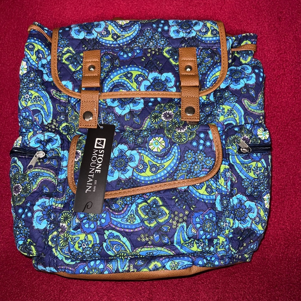 Stone Mountain Blue Paisley Quilted Backpack**NEW W/TAGS**